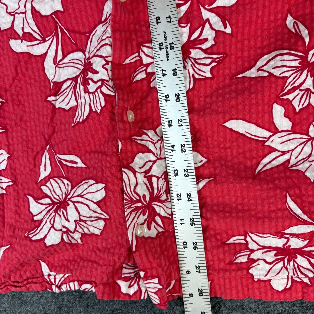 Gap Seersucker Shirt Mens 2XL Red White Floral Cotton Short Sleeve Button Up - Picture 2 of 8